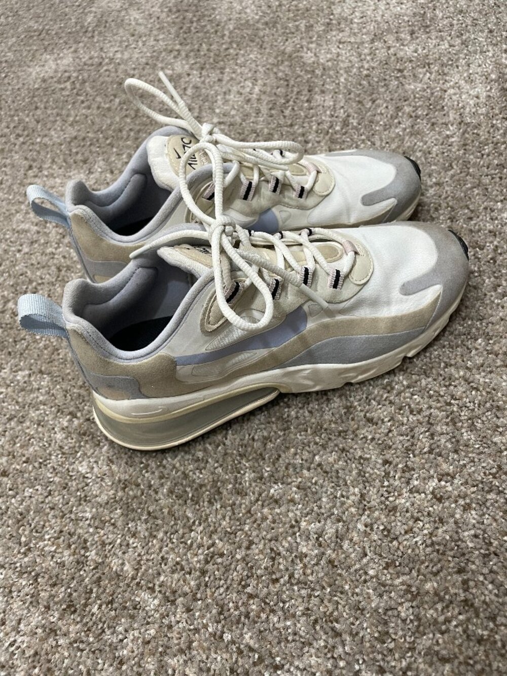 Womens Nike Air Max 270 React White Gray Comfort Running Shoes CT1287-100 Size 6